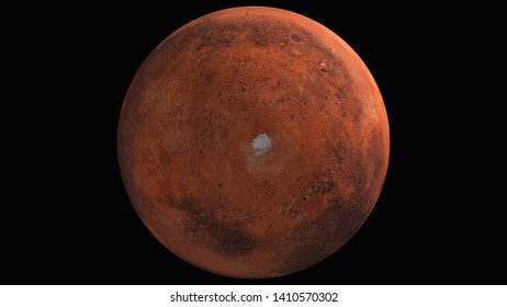 Mars Retrograde , 3D Rendering Illustration Of The South Pole Of Planet Mars