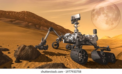 Mars Rover Perseverance Landed.Elements Of This Image Furnished By NASA 3D Illustration.
