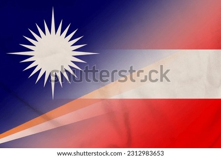 Marshall Islands and Austria state flag transborder negotiation AUT MHL symbol country Austria Marshall Islands patriotism. 3d image Stock fotó © 