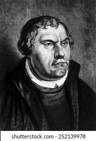 Martin Luther (1483-1546), engraving from the painting by Lucas Cranach, 1885