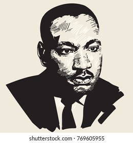 Martin Luther King. Hand Drawn Portrait .