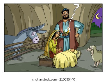 María, José y el niño Jesús (historia de Navidad)