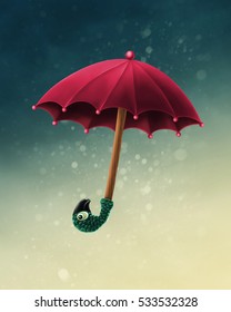 Mary Poppins umbrella on a blue background