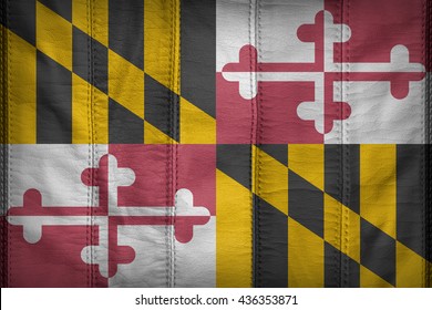 Maryland Flag Pattern On Synthetic Leather Texture
