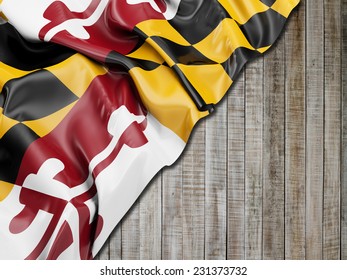 Maryland Flag With Vertical Wood