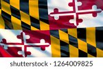 Maryland flag. Waving flag of Maryland state, United States of America. 3d illustration