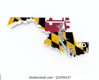 Maryland State Flag On 3d Map