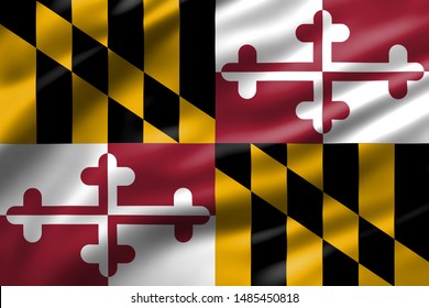 Maryland, USA flag 3d rendering waving design 