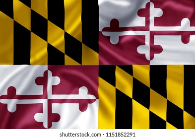 Maryland Waving Closeup Flag Illustration Perfect Stock Illustration ...