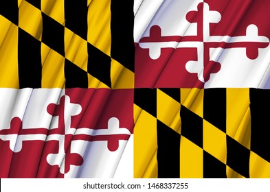 Maryland waving flag illustration. US states. Perfect for background and texture usage.