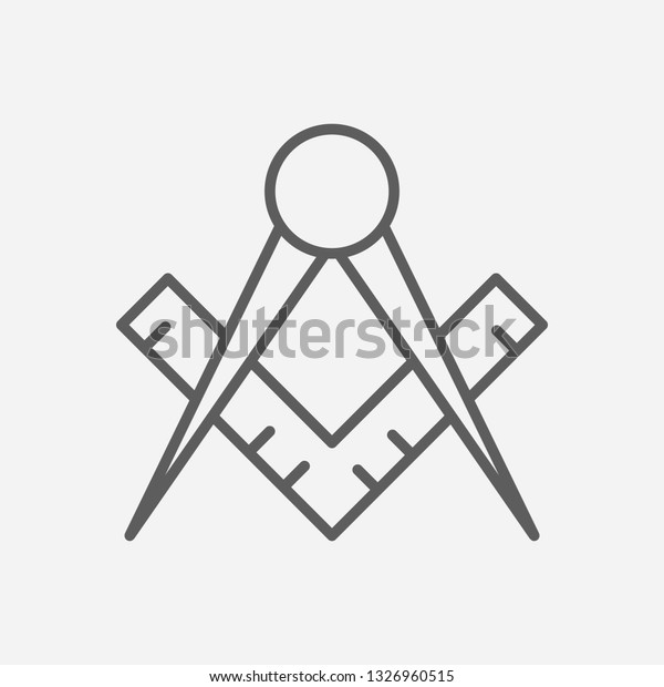 Masons square icon line symbol. Isolated 
illustration of  icon sign concept for your web site mobile app
logo UI design.