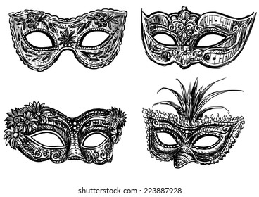 Black Carnival Mask On White Background Stock Vector (Royalty Free ...