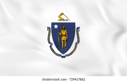 Massachusetts Waving Flag Massachusetts State Flag Stock Illustration ...