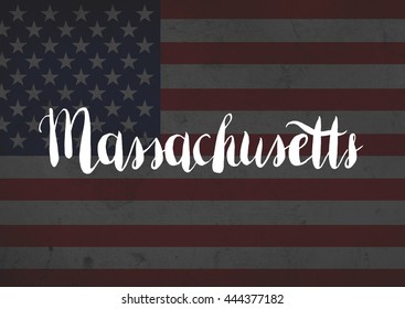 Massachusetts Written On Flag