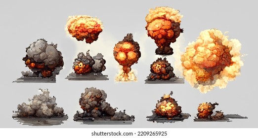 Massive Fire Explosion Strike Military Combat Stock Illustration 