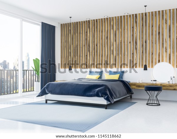 Master Bedroom Corner Wooden Walls Carpet Stock Illustration