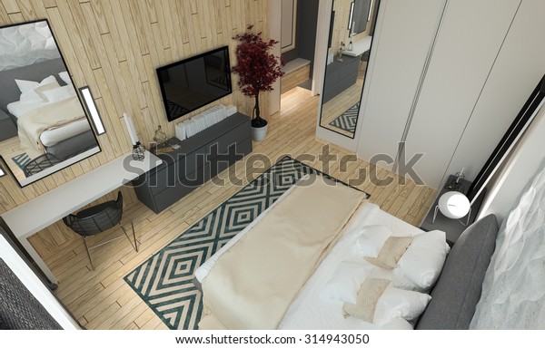 Master Bedroom Dressing Room 3d Panels Stock Illustration