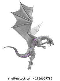 master dragon is looking down on white background, 3d illustration