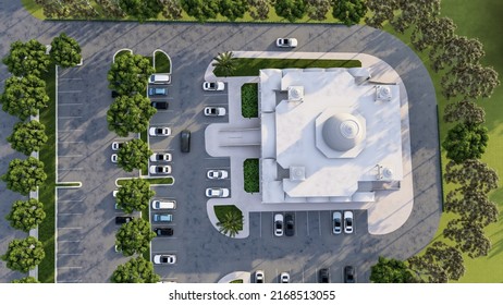 Master Plan Of Church Building, 3d Rendering From Top View, China, 2020