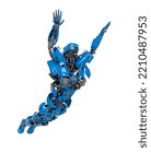 master robot is flying up in white background, 3d illustration