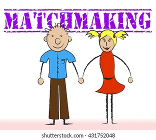 Matchmaking Couple Representing Blind Date And Heart