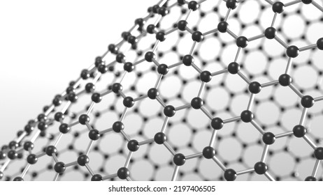 Materials Science 3d Representation Graphene Molecular Structure, Nanotechnology And Chemistry. Can Be Used To Represent Superconductivity, Physics Or A Nanotube Material