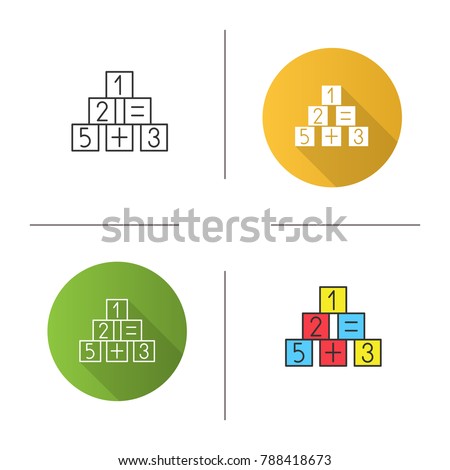 math blocks icon flat design linear stock illustration 788418673