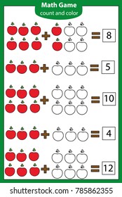 Math Educational Game Children Counting Equations Stock Vector (Royalty ...