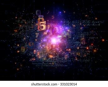 Math Network series. Background design of lights, strands and numbers on the subject of science, technology and networking