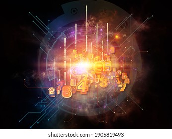 Math Processor. Number, light and technological elements abstraction on subject of information processing and education.