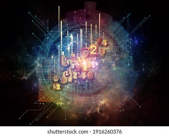 Math Processor. Number, light and technological elements abstraction on subject of information processing and education.