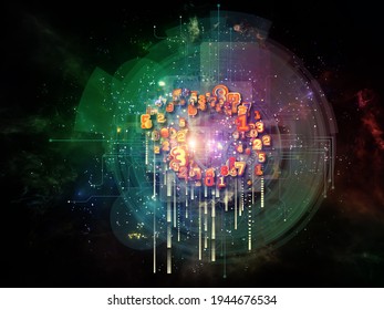 Math Processor. Number, light and technological elements 3D rendering on subject of information processing and education.