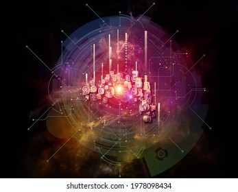 Math Processor. Number, light and technological elements 3D rendering on subject of information processing and education.