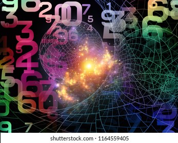 Math of Reality series. Background design of numbers, lights and fractal patterns on the subject of mathematics, education and science