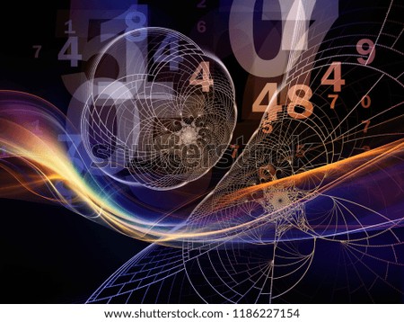 Math of Reality series. Background design of numbers, lights and fractal patterns on the subject of mathematics, education and science