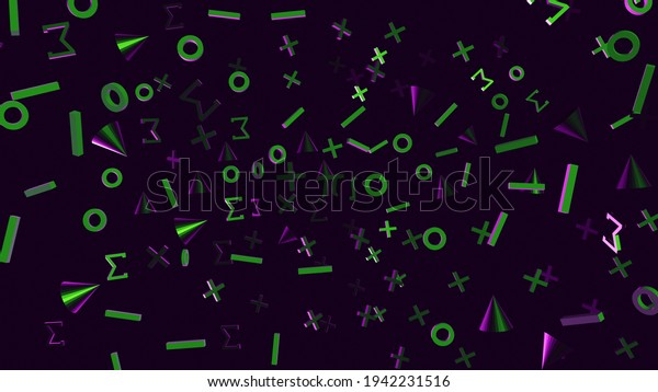 math symbol green and purple color\
3d render dark background for wallpaper or\
backdrop