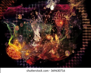 Math Visualization Synergy. When Numbers Dream Series. Arrangement Of Fractals,  Natural Forms And Conceptual Particles On The Subject Of Math, Design, Magic, Philosophy And Science Of Nature