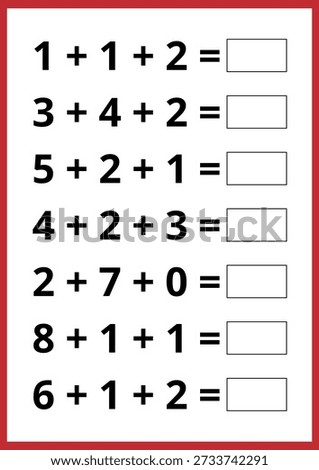Math worksheet, addition of prime numbers