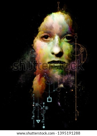 Similar – Abstract portrait of a young woman looking at camera