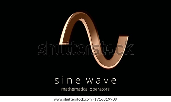 Mathematical Operators. Sine Wave symbol,\
illustration. Logo, poster of sinusoid, sine curve, a smooth\
periodic oscillation, a continuous waving. Elegance in the icon in\
ocher tones and design\
effects