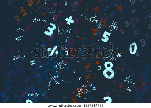 Mathematical symbols on constant\
background. Handmade image. 2d\
illustration.