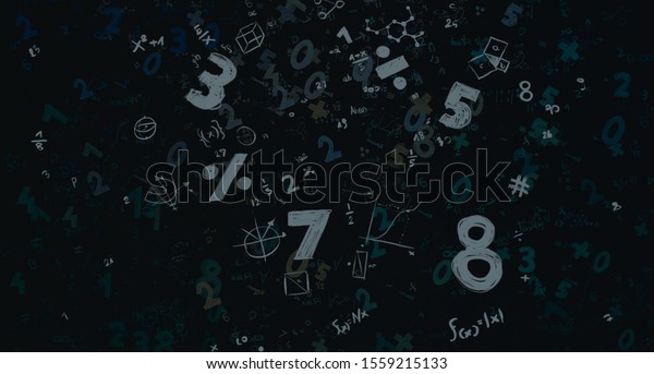 Mathematical symbols on constant\
background. Handmade image. 2d\
illustration.