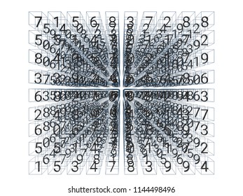 Mathematics Tensor Or Multidimensional Dataset Array 3d Illustration. Big Data Using In Deep Learning Technology.