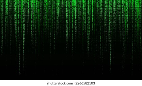 Matrix big plane texture of halftone dots. Futuristic abstract large background or wallpaper. Particle pattern, binary code. Broken hacker screen. Big data visualization. 3D rendering.
