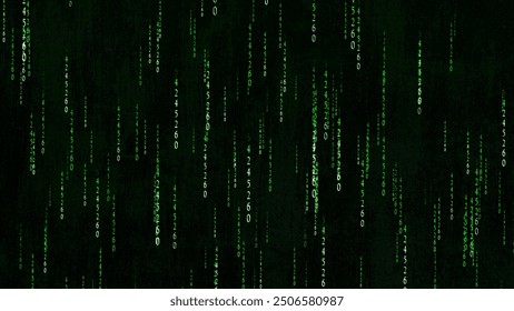 Matrix digital binary code moving down. High-tech digital binary code in matrix style. Digital rain of bright green, changing numbers on a dark background. Matrix style code. 3D Illustration - Powered by Shutterstock