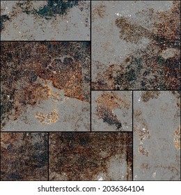 matt finish metallic surface with decorative artwork carving design for wall tile and kitchen tile. applicable in mica and luster effects, rusty mural heavy wall decor.