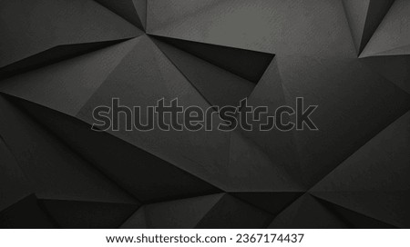 Matte 3d effect of Black white dark gray abstract background. Geometric pattern shape. Line triangle polygon angle. Gradient. Shadow. Rough grain grungy. Design