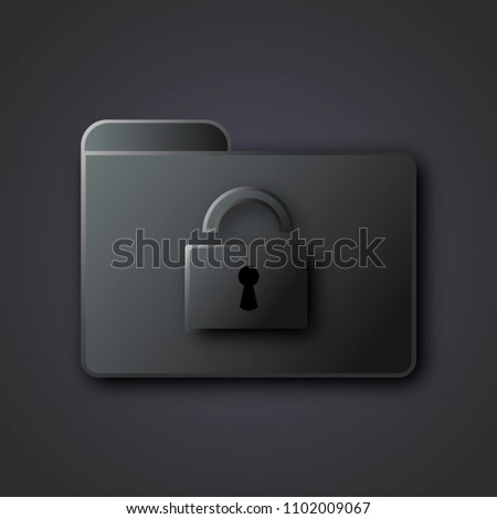 Matte folder icon with a lock on a gray background