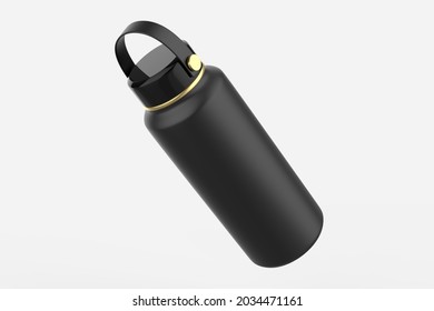 Matte Thermos Bottle Mockup Isolated On White Background. 3d Illustration 