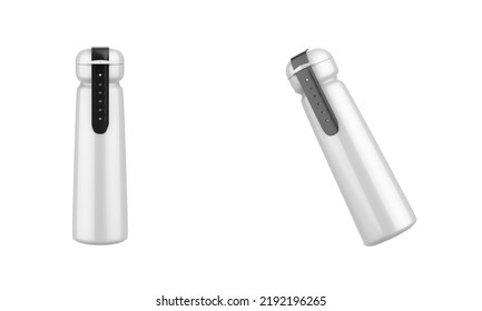 Matte Thermos Bottle Mockup Isolated On White Background. 3d Illustration 